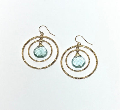 Blue quartz double hoops earrings