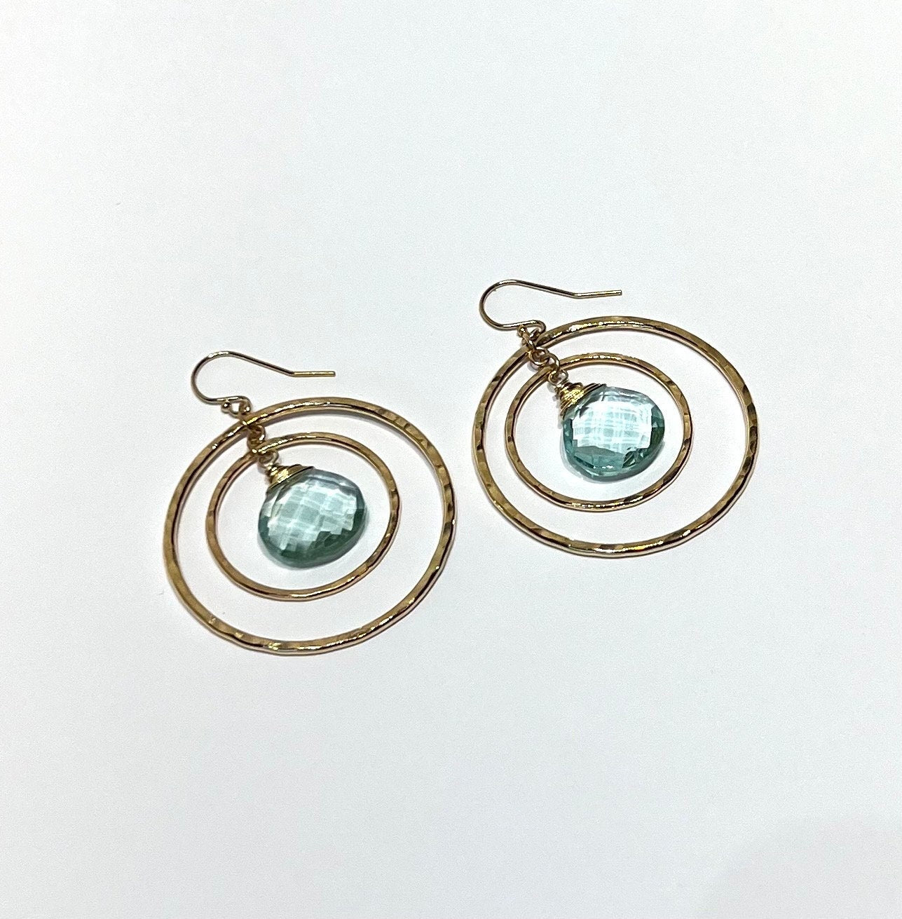 Blue quartz double hoops earrings