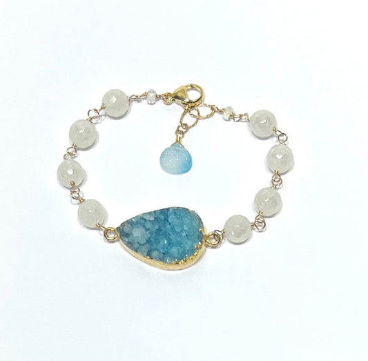 Druzy and mystic moonstone bracelet-1