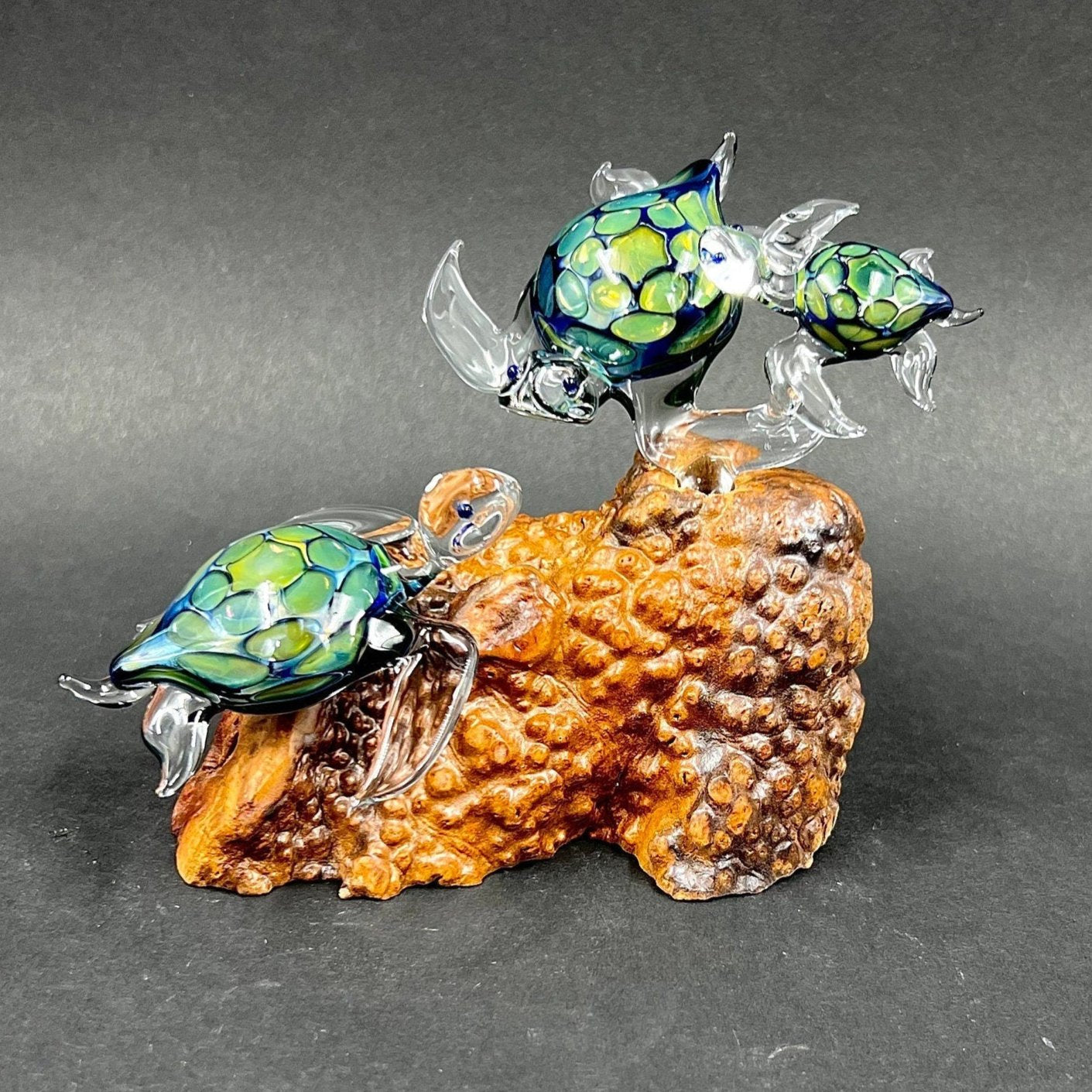 Ohana Sea Turtle family of 3 glass sculpture