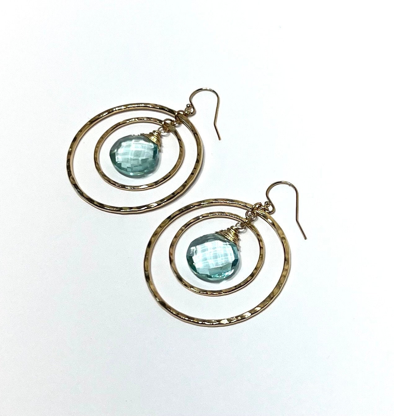 Blue quartz double hoops earrings