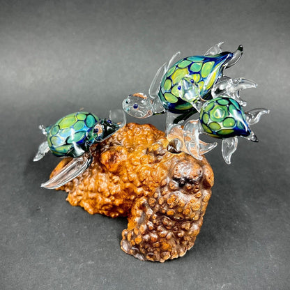 Ohana Sea Turtle family of 3 glass sculpture