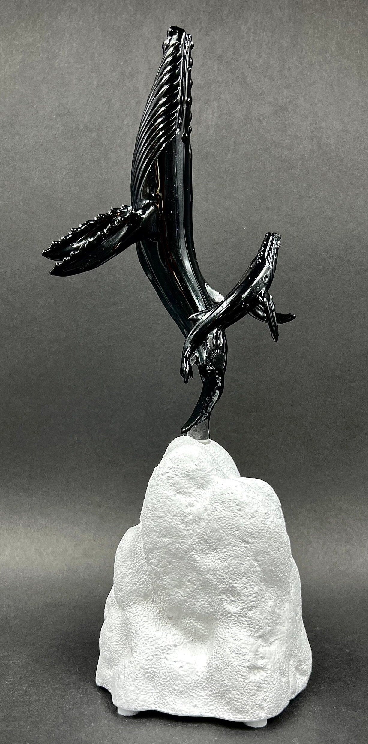 Mother and Calf Whale Glass Sculpture