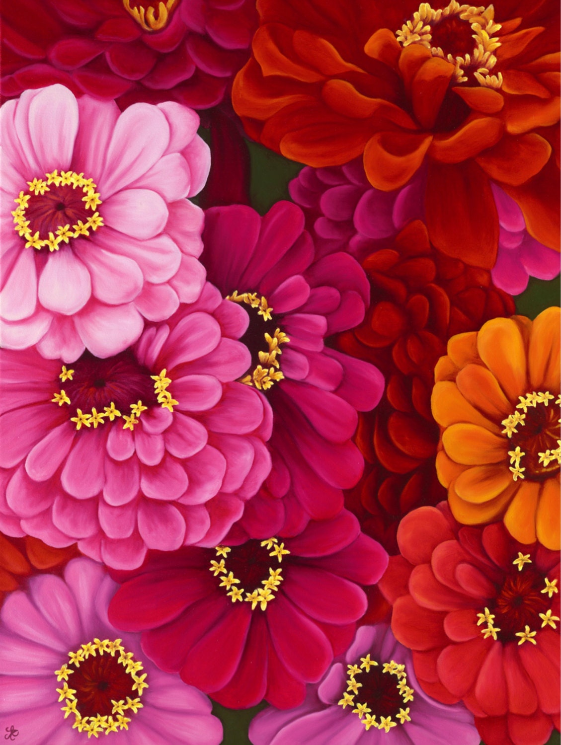 Crazy for Zinnias Limited Edition Giclee