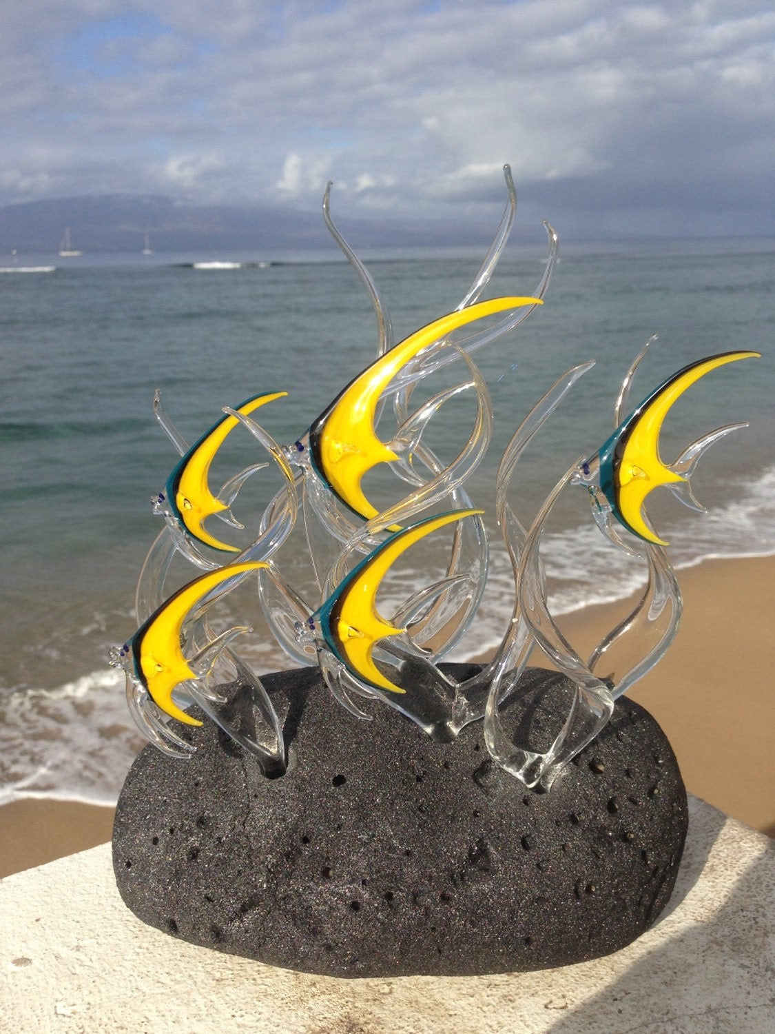 Mini Angelfish school Glass Sculpture