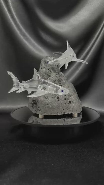Double Hammer Head Shark sculpture