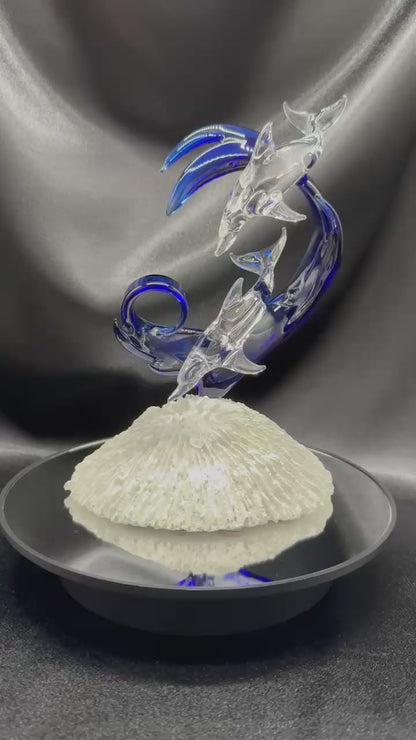 Clear dolphin lovers glass sculpture 2