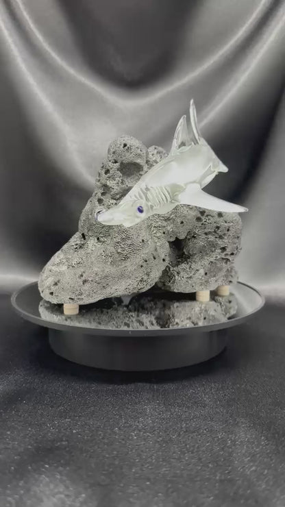 Over sized Hammer Head Shark glass sculpture